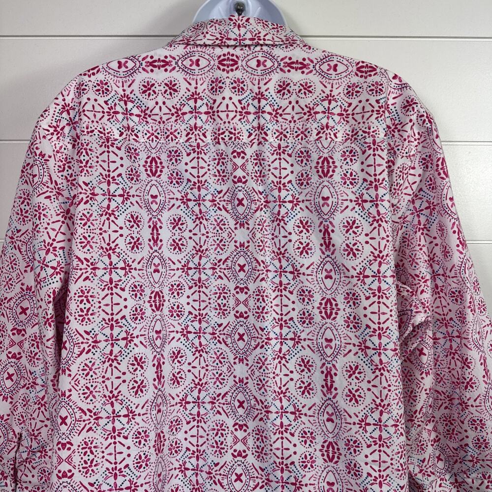 Foxcroft Pattern Easy Care Button Front Shirt Whi… - image 6